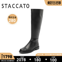 STACCATO 思加图 思加图冬季新款简约超长靴骑士靴靴子中筒靴长筒靴女9Y602DC0 黑色(绒里) 37