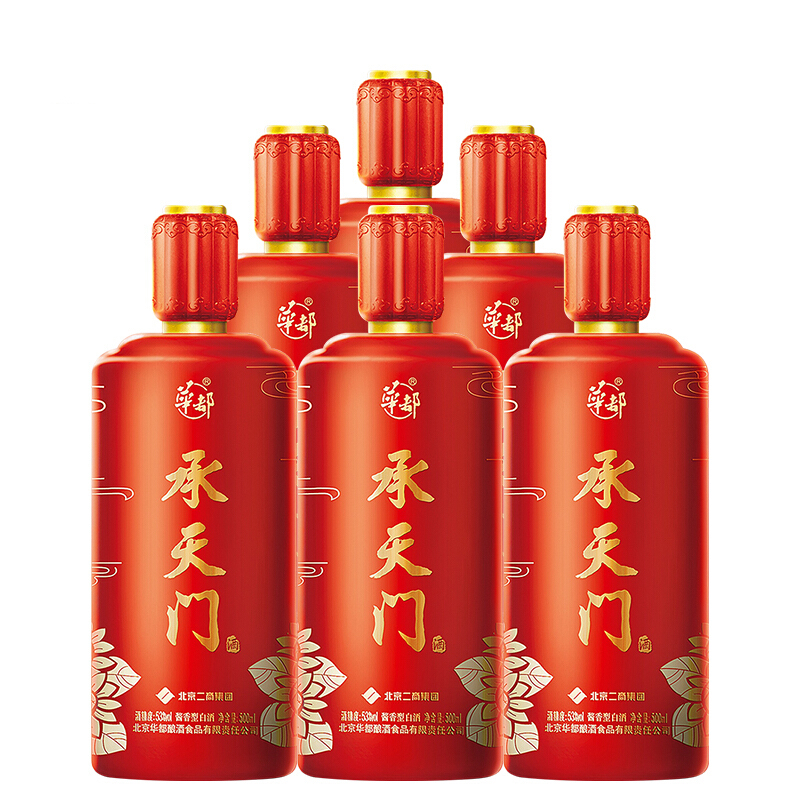 华都 承天门 庆典红 53%vol 酱香型白酒 500ml*6瓶 整箱装