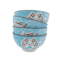 ARST 雅诚德 招财纳福釉下彩系列 A922 陶瓷碗 4.5英寸 4个装 浅蓝色