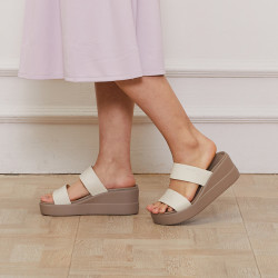 crocs卡骆驰女鞋布鲁克林女士厚底坡跟凉拖