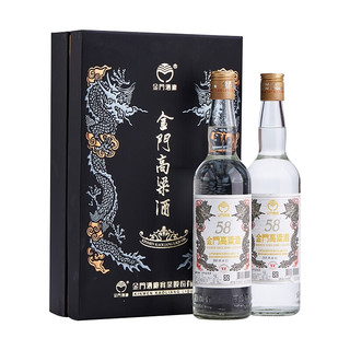 KINMEN KAOLIANG 金门高粱酒 双龙 白金龙 58%vol 清香型白酒 600ml*2瓶 礼盒装