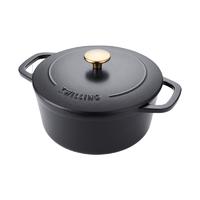 ZWILLING 双立人 汤锅 珐琅锅铸铁锅圆形炖锅煲汤锅炖锅 哑光黑24cm