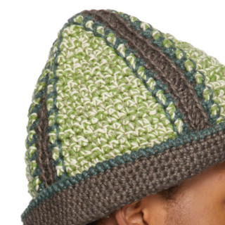 NICHOLAS DALEY 男士手工毛线帽 211363M140019 绿色/棕色 59cm