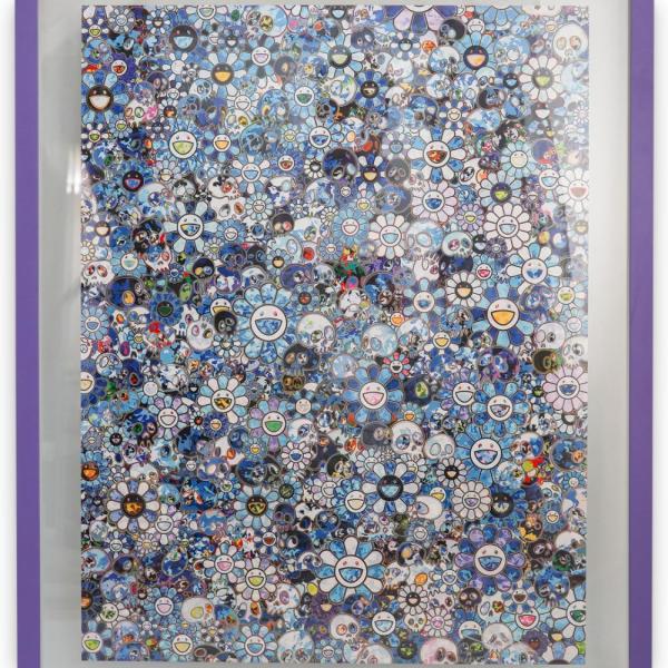 村上隆1962年零壹胶印平版画太阳花与骷髅头高32厘米宽265厘米