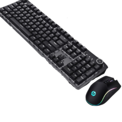 HP 惠普 K10G键盘 国产青轴+M220鼠标 有线键鼠套装 黑色
