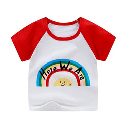 夏季儿童纯棉短袖T恤卡通上衣宝宝婴儿衣服 彩虹 110cm