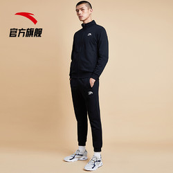 ANTA 安踏   春秋款跑步健身男运动两件套 基础黑-3 XL(男180)