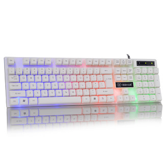 精晟小太阳 K201 三代 彩虹版 104键 有线薄膜键盘 白色 混光
