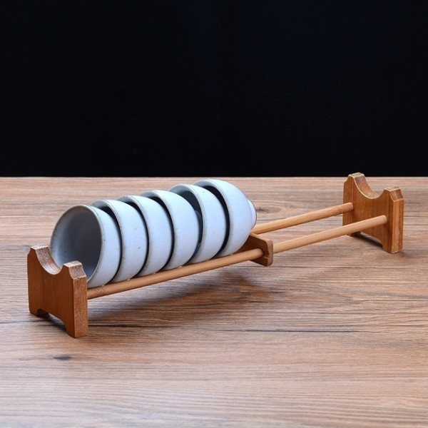 微拍堂单层挂架沥水晾茶架30cm65cm47cm竹手工编制