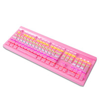 精晟小太阳 T680 104键 有线机械键盘 粉色 国产青轴 混光