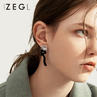 ZENGLIU 设计师灰姑娘雪花蝴蝶结耳钉女高级感气质耳环925银针耳饰品