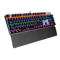 BASIC 本手 K-0K8S 104键 有线机械键盘 黑色 国产青轴 混光