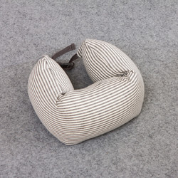 布拉塔 U型枕 护颈枕 日式多功能午睡枕可拆卸 针织棉灰白