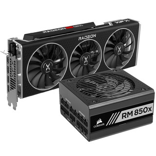 XFX 讯景 AMD Radeon RX 6800 16GB RDNA2海外版 显卡 16GB+海盗船 RM850X 80pius金牌认证 全模组ATX电源 850W