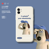 Ficarsi 斐佧思 苹果iphone12 promax创意个性卡通蓝帽掌门狗液态硅胶手机壳
