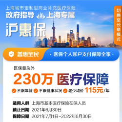 “沪惠保”补充医疗保险  最高230万保额