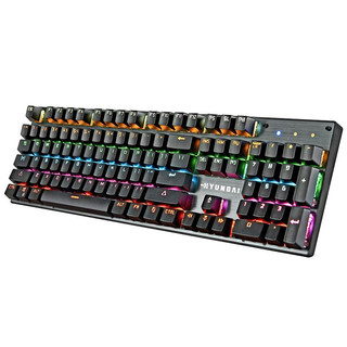 HYUNDAI 现代影音 HY-K700 104键 有线机械键盘*10 黑色 国产青轴 混光