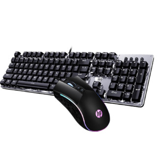 HP 惠普 GK100 机械键盘 青轴+M200 有线鼠标 键鼠套装 黑色