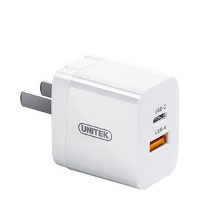 UNITEK 优越者 P109A 手机充电器 Type-C USB-A 20W 白色