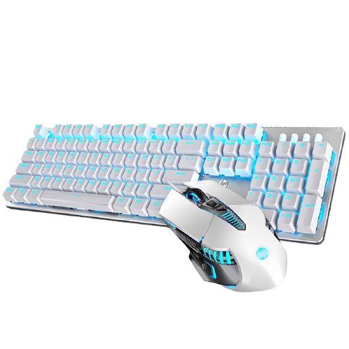 HP 惠普 GK100 机械键盘 国产青轴 +S50 游戏鼠标 有线键鼠套装 白色