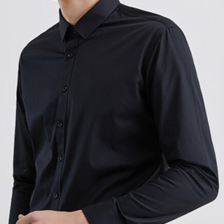 DaiShu 袋鼠 男士长袖衬衫 1B133261820 黑色 XL