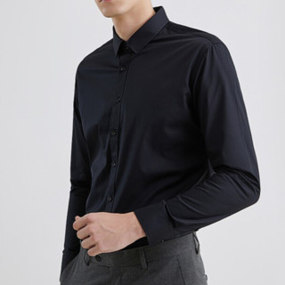 DaiShu 袋鼠 男士长袖衬衫 1B133261820 黑色 XL