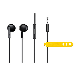 realme 真我 Buds 经典版 半入耳式有线耳机 黑色 3.5mm