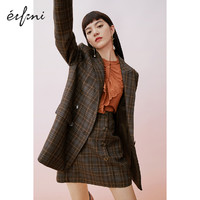 Eifini 伊芙丽 伊芙丽西装外套2020年新款冬装长袖格子女士韩版英伦风西服女上衣