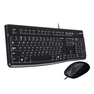 logitech 罗技 K120 键盘+M100r 鼠标 有线键鼠套装 黑色