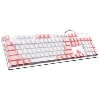 灵蛇 K480 104键 有线机械键盘 粉白 国产青轴 单光