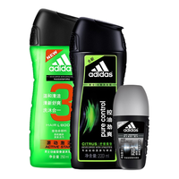 adidas 阿迪达斯 男士洗沐套装 (控油劲爽洗发220ml+源动激活沐浴露250ml+激情走珠50ml)