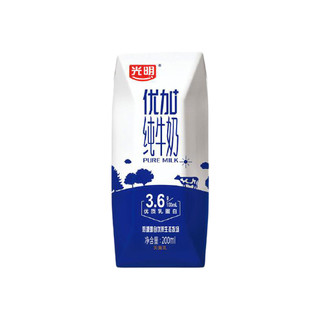 Bright 光明 优加 3.6g乳蛋白 纯牛奶 200ml*12盒*2箱