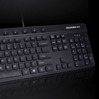 NEWMEN 新贵 轻雅410 104键 有线薄膜键盘 黑色 无光
