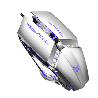 AULA 狼蛛 S30 有线鼠标 3200DPI 金属银