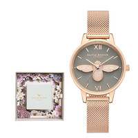 OLIVIA BURTON 奥利·维亚布顿 3D Bees蜜蜂系列 30毫米石英腕表 OB16EX116 礼盒装