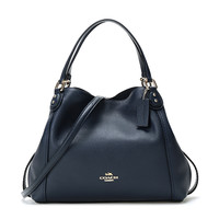 COACH 蔻驰 女士皮质单肩手提包 57124 LINAV 海军蓝 中号