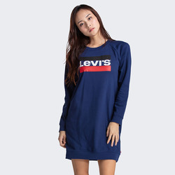 Levi's 李维斯 Levi's/李维斯 女士休闲圆领字母LOGO印花长袖连衣裙