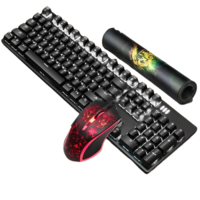 AJAZZ 黑爵 机械战警机械键盘 国产红轴+AJ119鼠标 有线键鼠套装 纯白光 黑色