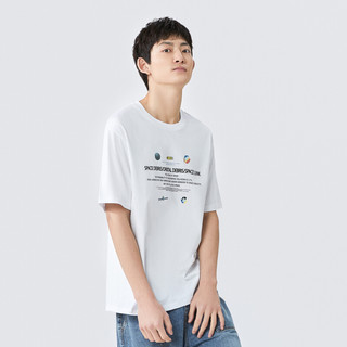 森马短袖T恤男2020夏季新款圆领套头创意印花上衣未来工装潮流 漂白E1000 165/84A/S