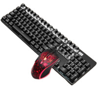 AJAZZ 黑爵 机械战警键盘 国产青轴+AJ119鼠标 有线键鼠套装 黑色 青轴 白光