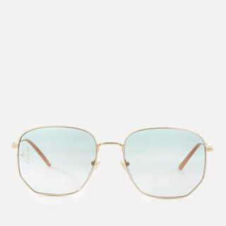 GUCCI 古驰 Women's Metal Square Frame Sunglasses - Gold/Green