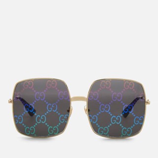 Gucci 古驰 Women's Large Square Frame Sunglasses - Gold