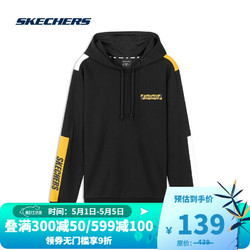 SKECHERS 斯凯奇  斯凯奇Skechers男子针织连帽衫时尚拼色运动卫衣L320M195 碳黑0018 M