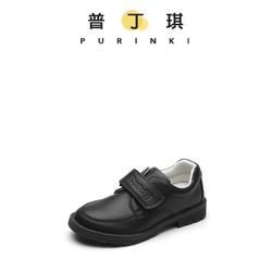 普丁琪2021新款男童皮鞋黑色英伦系带防滑儿童软底小皮鞋演出鞋子