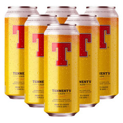 TENNENT'S 替牌（Tennent）拉格啤酒 英国进口T牌精酿黄啤酒 组合装500ml*6听装 （新旧包装随机发货）