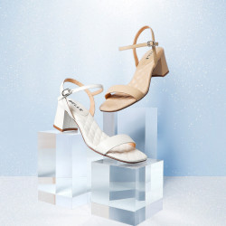 belle百丽bbl3w931d绵羊皮菱格纹粗跟凉鞋