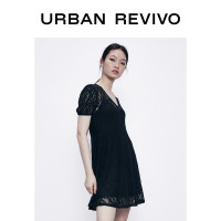 URBAN REVIVO YU14R7EN2000 女装收腰蕾丝连衣裙