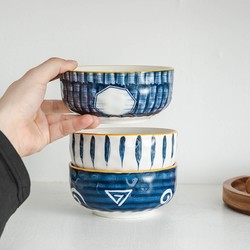竹木本记  日式和韵陶瓷碗 4.5英寸 8个装