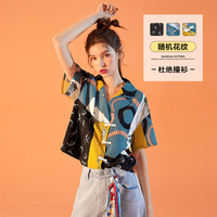 【妻子的浪漫旅行推荐】衬衫女夏季国风印花盘扣女士衬衫 L 花色