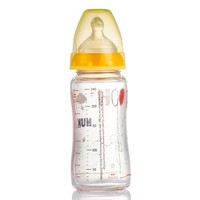 NUK 耐高温240ml宽口玻璃彩色迪士尼维尼奶瓶（带初生型硅胶中圆孔奶嘴）颜色随机